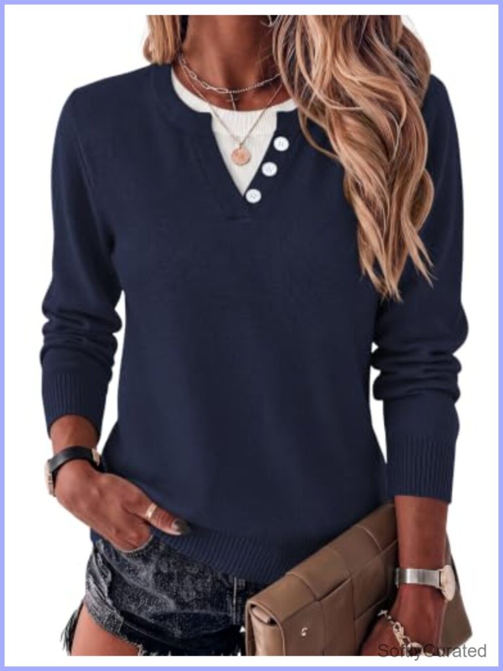 LOMON Womens Lightweight Long Sleeve Sweater Pullover Top